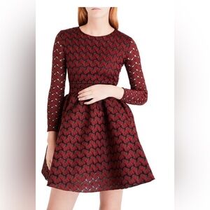 maje Boyani Bonded Lace Fit-and-Flare Dress